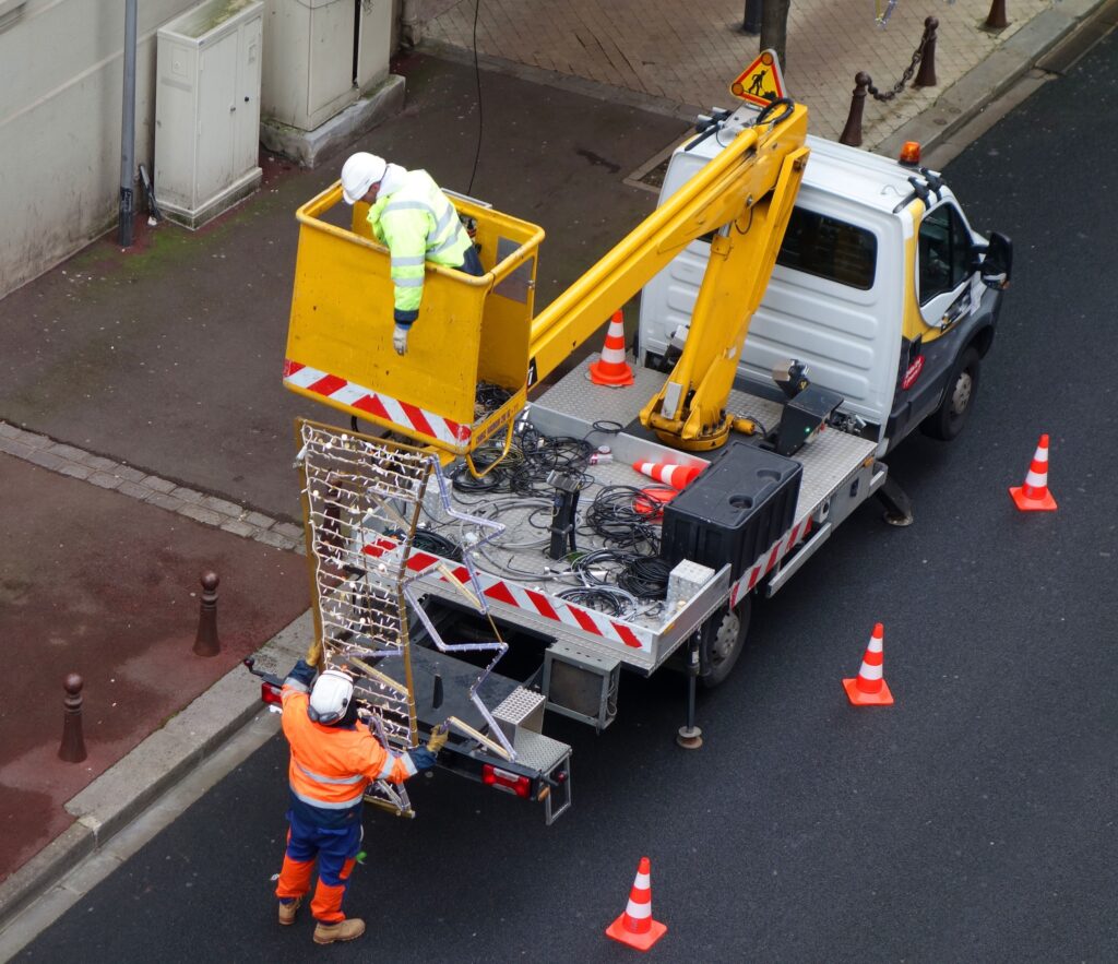 White cherry picker van finance